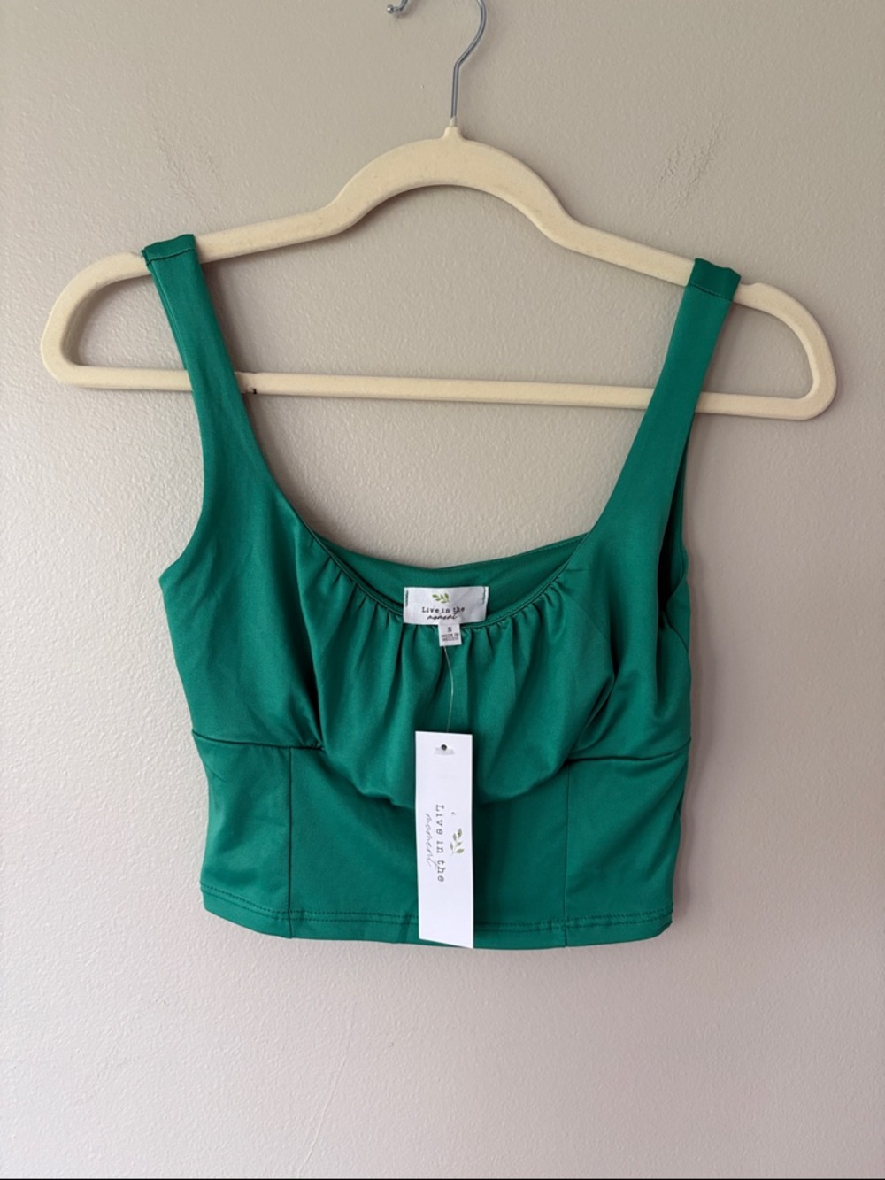 Live In The Moment Green Cropped Corset Style Stretchy Tank Top